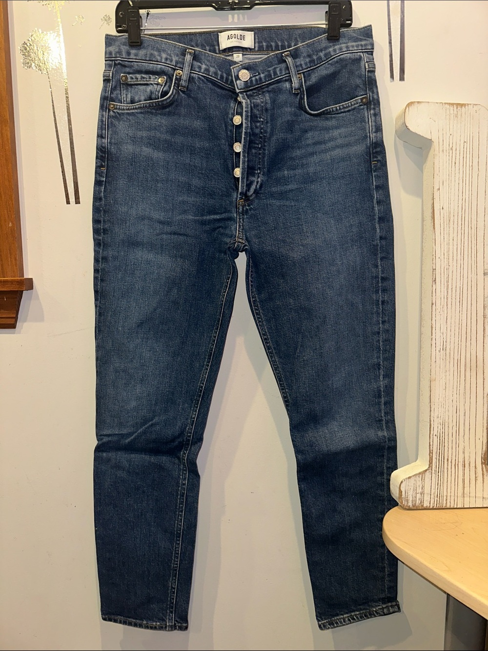 Agolde Nico Button-Fly Jeans in Dark Denim